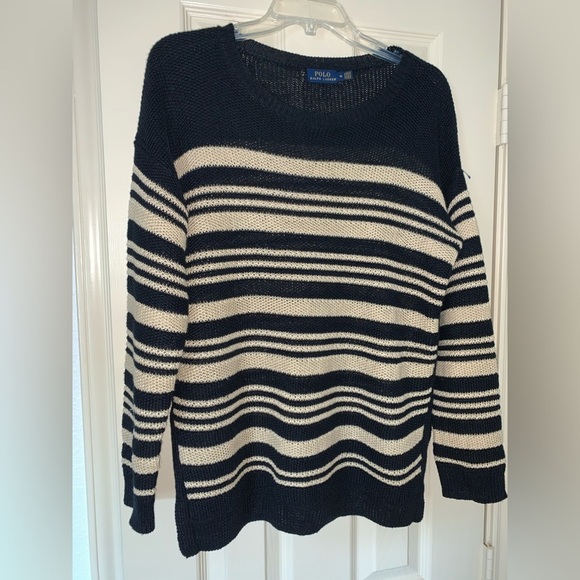 Polo Ralph Lauren Sweaters - RALPH LAUREN POLO SWEATER BLACK TAN STRIPE COLLEGE PREPPY RESORT NYC DESIGNER
